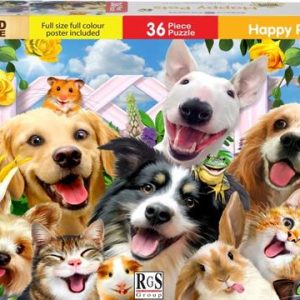 RGS 36 Piece A4 Wooden Puzzle Happy Pets