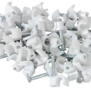 Noble Round Cable Clips 10mm White 100 Pieces per