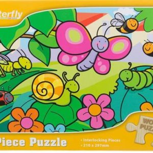 Butterfly 12 Piece A4 Wooden Puzzle Backyard Bugs