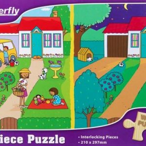 Butterfly 36 Piece A4 Wooden Puzzle Day and Night