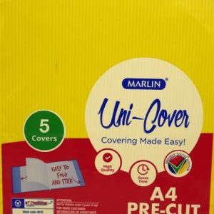 Marlin Kids A4 Precut Book Cover Yellow 5 Pack